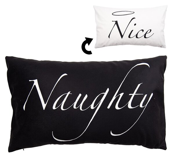 Čierna obliečka na vankúš Naughty a Nice z Black&White X-Mas - 30*50 cm - Clayre & Eef