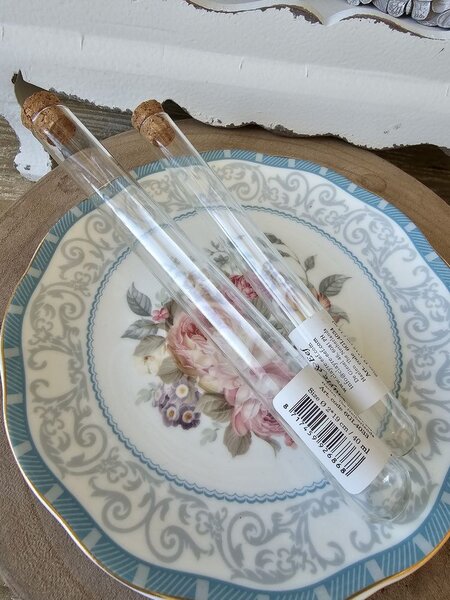 Sklenená dóza/ skúmavka s korkovým viečkom - Ø 2*19 cm / 40 ml - Clayre & Eef
