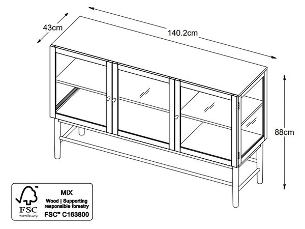 Dizajnová komoda Dallan 140 cm prírodný dub