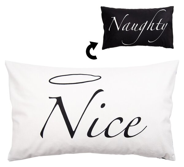 Čierna obliečka na vankúš Naughty a Nice z Black&White X-Mas - 30*50 cm - Clayre & Eef