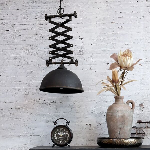 Industriálne čierne antik kovové závesné svetlo Fact ceiling - Ø32*55-72 cm - Chic Antique