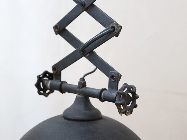 Industriálne čierne antik kovové závesné svetlo Fact ceiling - Ø32*55-72 cm - Chic Antique