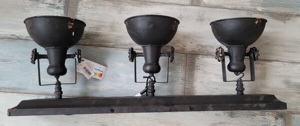 Industriálne čierne antik kovové nástenné svetlo Fact ceiling - 85*19*30cm / E14 - Chic Antique