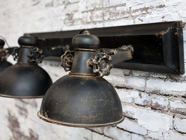 Industriálne čierne antik kovové nástenné svetlo Fact ceiling - 85*19*30cm / E14 - Chic Antique