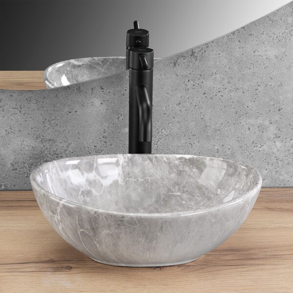 Rea Sofia Mini, umývadlo na dosku 350x260x125 mm, imitácia kameňa - šedá Grigio, REA-U9237
