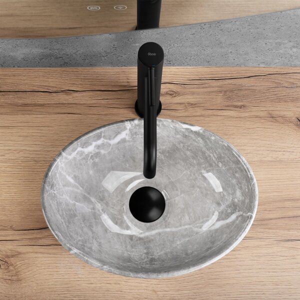 Rea Sofia Mini, umývadlo na dosku 350x260x125 mm, imitácia kameňa - šedá Grigio, REA-U9237