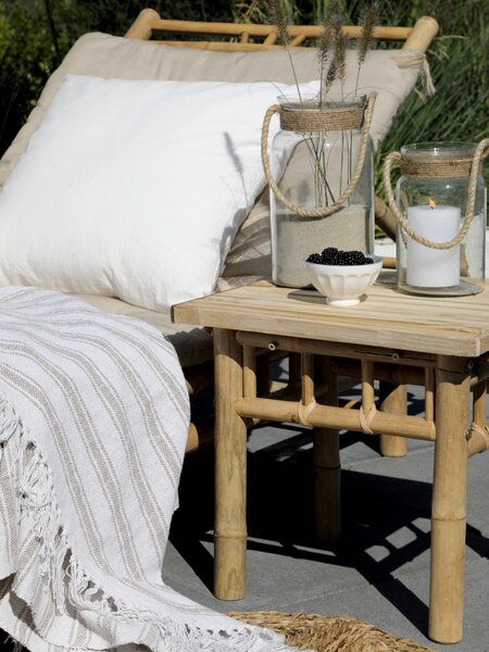 Béžovo-latté pruhovaný pléd so strapcami Grain - 130*170 cm - Chic Antique