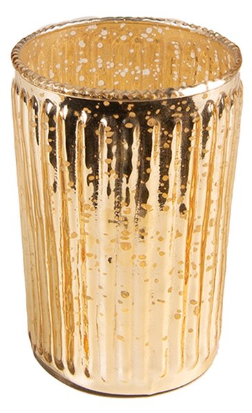 Zlatý sklenený svietnik na čajovú sviečku Houder Gold - 6*9 cm - Clayre & Eef