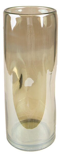 Hnedo-zelená ručne fúkaná sklenená úzka váza - Ø 9*23 cm - Clayre & Eef