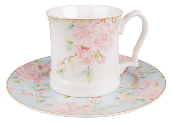 Porcelánový dezertný tanierik s ružovými kvetmi Rosa - Ø 19*2 cm - Clayre & Eef
