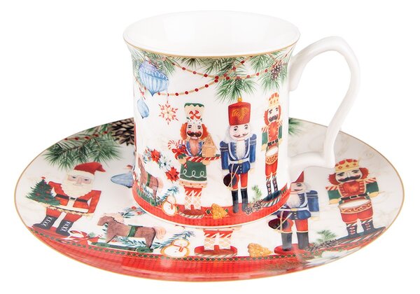 Porcelánový vianočný hrnček s Luskáčikmi - 13*9*9 cm / 414 ml - Clayre & Eef