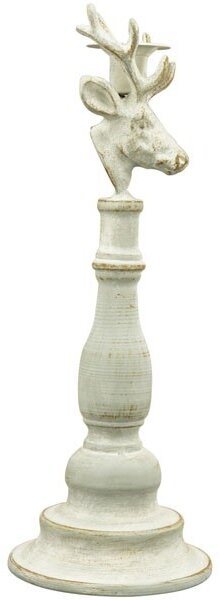 Šedý antik kovový svietnik ArtFerro s jeleňom - ​​13,5*13,5*37cm - Exner