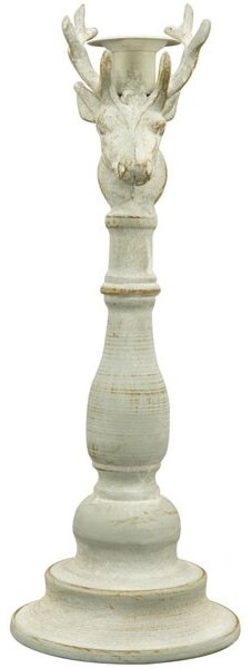 Šedý antik kovový svietnik ArtFerro s jeleňom - ​​13,5*13,5*37cm - Exner