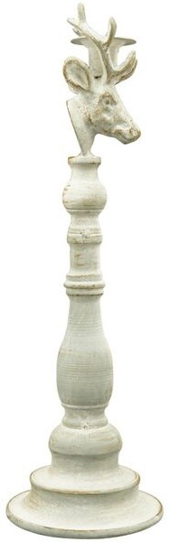 Šedý antik kovový svietnik ArtFerro s jeleňom - ​​13,5*13,5*43cm - Exner