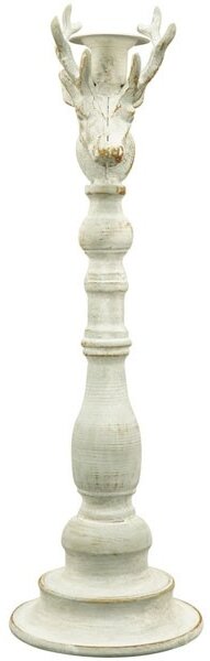 Šedý antik kovový svietnik ArtFerro s jeleňom - ​​13,5*13,5*43cm - Exner