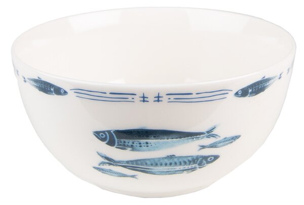 Porcelánová miska na polievku s rybkami Fish Blue - Ø 14*7 cm / 500 ml - Clayre & Eef