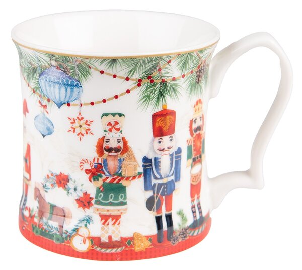 Porcelánový vianočný hrnček s Luskáčikmi - 13*9*9 cm / 414 ml - Clayre & Eef