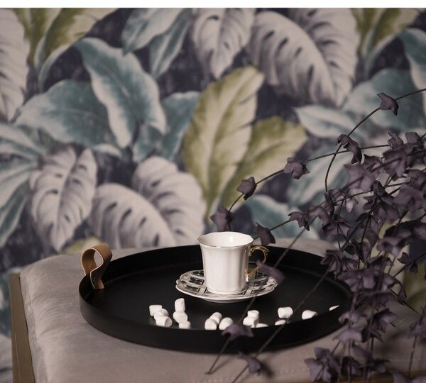 Biela porcelánová šálka s farebným tanierikom Cuppie - Ø 12*7 / 95 ml - Clayre & Eef