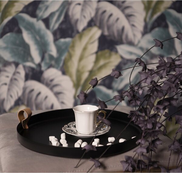 Biela porcelánová šálka s farebným tanierikom Cuppie - Ø12*7 / 95 ml - Clayre & Eef