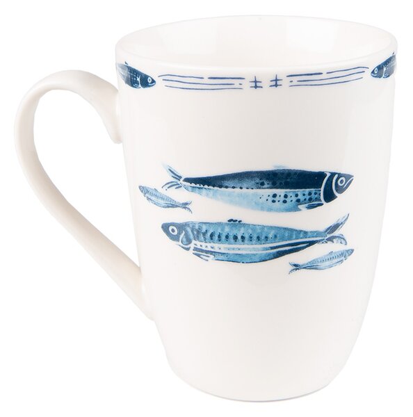 Porcelánový hrnček s rybkami Fish Blue - 12 * 9 * 11 cm / 330 ml - Clayre & Eef