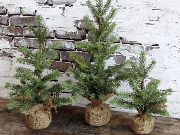 Zelený vianočný stromček v jute Fleur Fir Tree - 27cm - Chic Antique