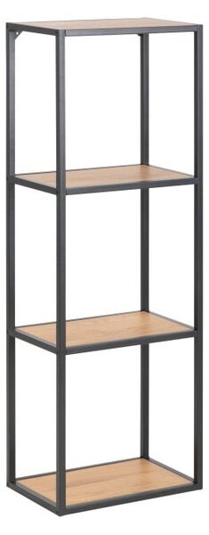 Nástenná knižnica v dekore duba v čierno-prírodnej farbe 37x108 cm Seaford – Actona