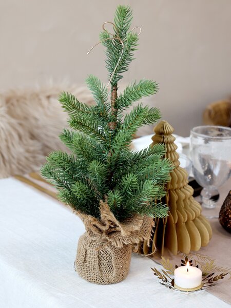 Zelený vianočný stromček v jute Fleur Fir Tree - 27cm - Chic Antique
