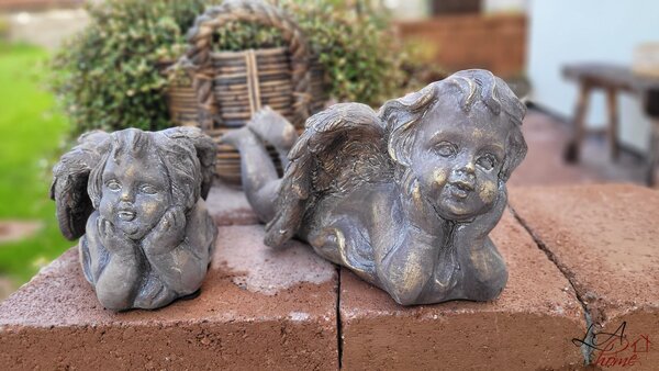 Bronzovo - hnědý antik květináč Anděl s křídly - 21*16*10 cm - Exner
