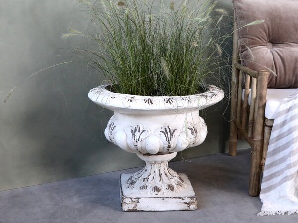 Krémový antik veľký kvetináč/ váza s patinou - Ø 56*48cm - Chic Antique
