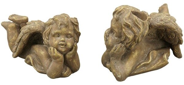 Bronzovo - hnědý antik květináč Anděl s křídly - 21*16*10 cm - Exner