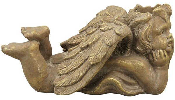 Bronzovo - hnědý antik květináč Anděl s křídly - 21*16*10 cm - Exner