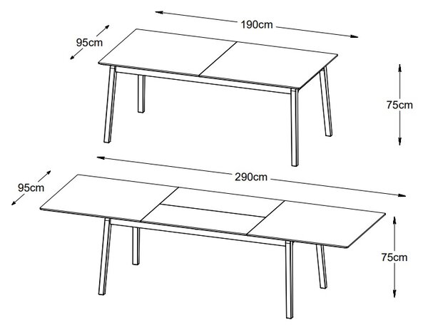 Rozkladací jedálenský stôl Zabrina 190-290 cm dymový dub