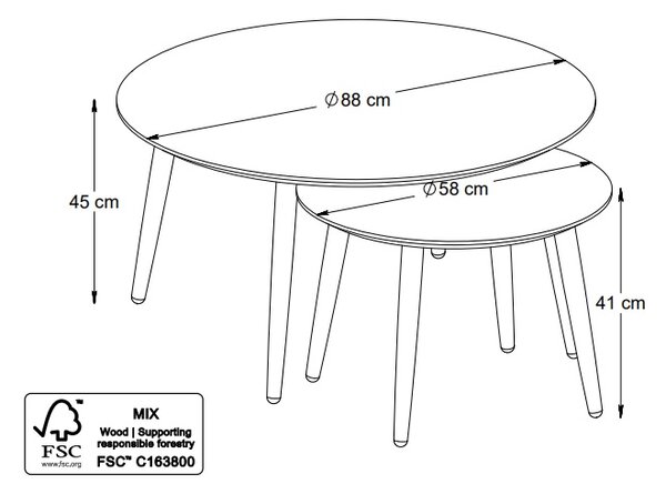 Sada konferenčných stolíkov Paricia 88 cm dymový dub