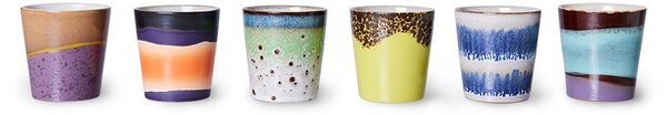 Žlto-hnedý retro hrnček na kávu Coffee 70s Solar - Ø7,5*8cm / 180ml - HKLIVING