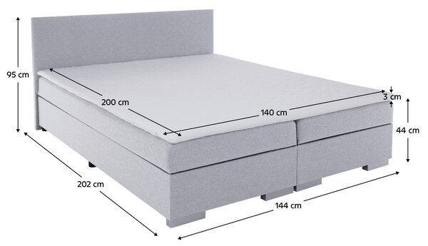 KONDELA Boxspringová posteľ, svetlosivá, 140x200, ADARA