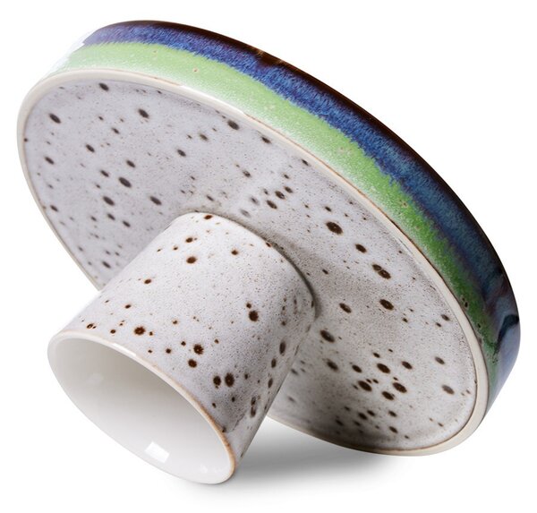 Sivý keramický podnos na nohe 70s Comet - Ø 21*10cm - HKLIVING