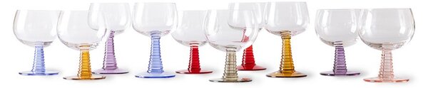 Sada 4ks ručne fúkané poháre na víno s farebným podstavcom - Ø 8,5*13,5cm / 186ml - HKLIVING