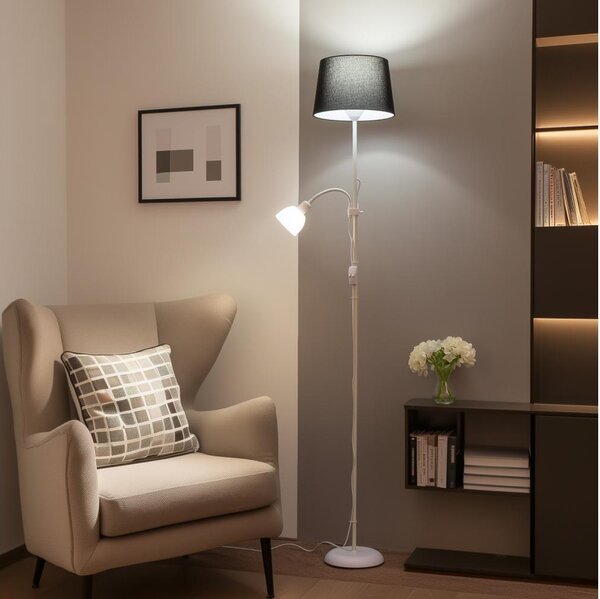 Brilagi - Stojacia lampa CERIA 1xE27/100W/230V + 1xE14/25W biela/čierna