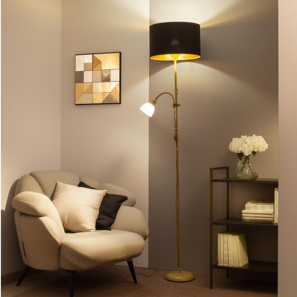 Brilagi - Stojacia lampa CERIA 1xE27/100W/230V + 1xE14/25W zlatá/čierna