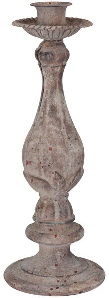 Šedý antik kovový svietnik ArtFerro na úzku sviečku - Ø 12,5*33cm - Exner