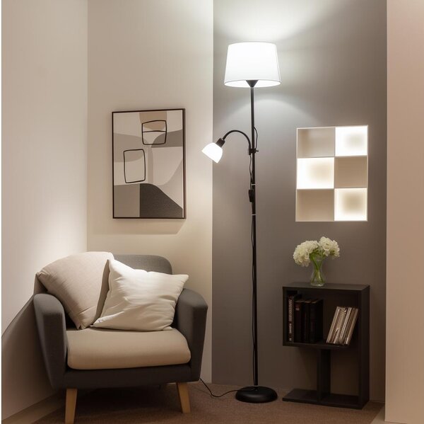 Brilagi - Stojacia lampa CERIA 1xE27/100W/230V + 1xE14/25W čierna/biela