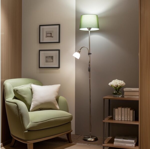 Brilagi - Stojacia lampa CERIA 1xE27/100W/230V + 1xE14/25W matný chróm/zelená