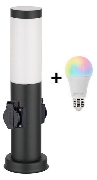 Brilagi - LED RGBW Vonkajšia lampa s 2 zásuvkami 1xE27/9W/230V 40 cm IP44 čierna