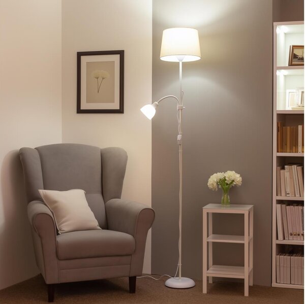 Brilagi - Stojacia lampa CERIA 1xE27/100W/230V + 1xE14/25W biela/béžová