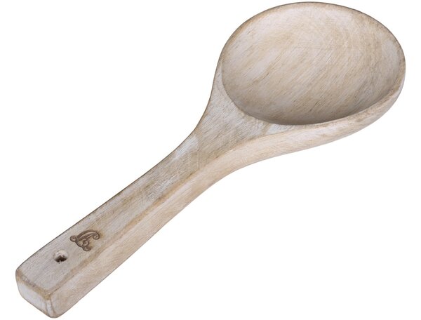 Široká okrúhla drevená sevírovacia lyžica z mangového dreva - 19cm - Chic Antique