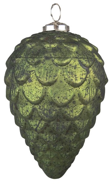 Zelená sklenená vianočná ozdoba šiška - Ø 9*15 cm - Clayre & Eef