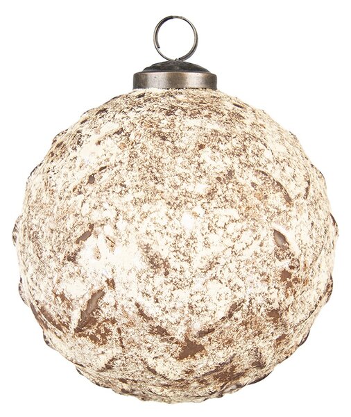Béžovo-hnedá sklenená vianočná ozdoba gule - Ø12*12 cm - Clayre & Eef
