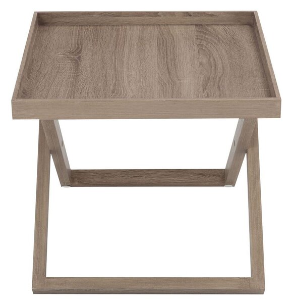 Hnedý drevený odkladací stolík s podnosom Butlertray - 52*52*46cm - J-Line by Jolipa
