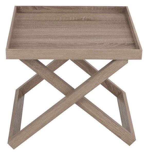 Hnedý drevený odkladací stolík s podnosom Butlertray - 52*52*46cm - J-Line by Jolipa