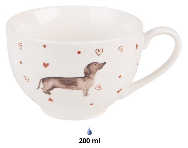 Porcelánový hrnček s jazvečíkom Dachshund Love - 12 * 8 * 10 cm / 300 ml - Clayre & Eef